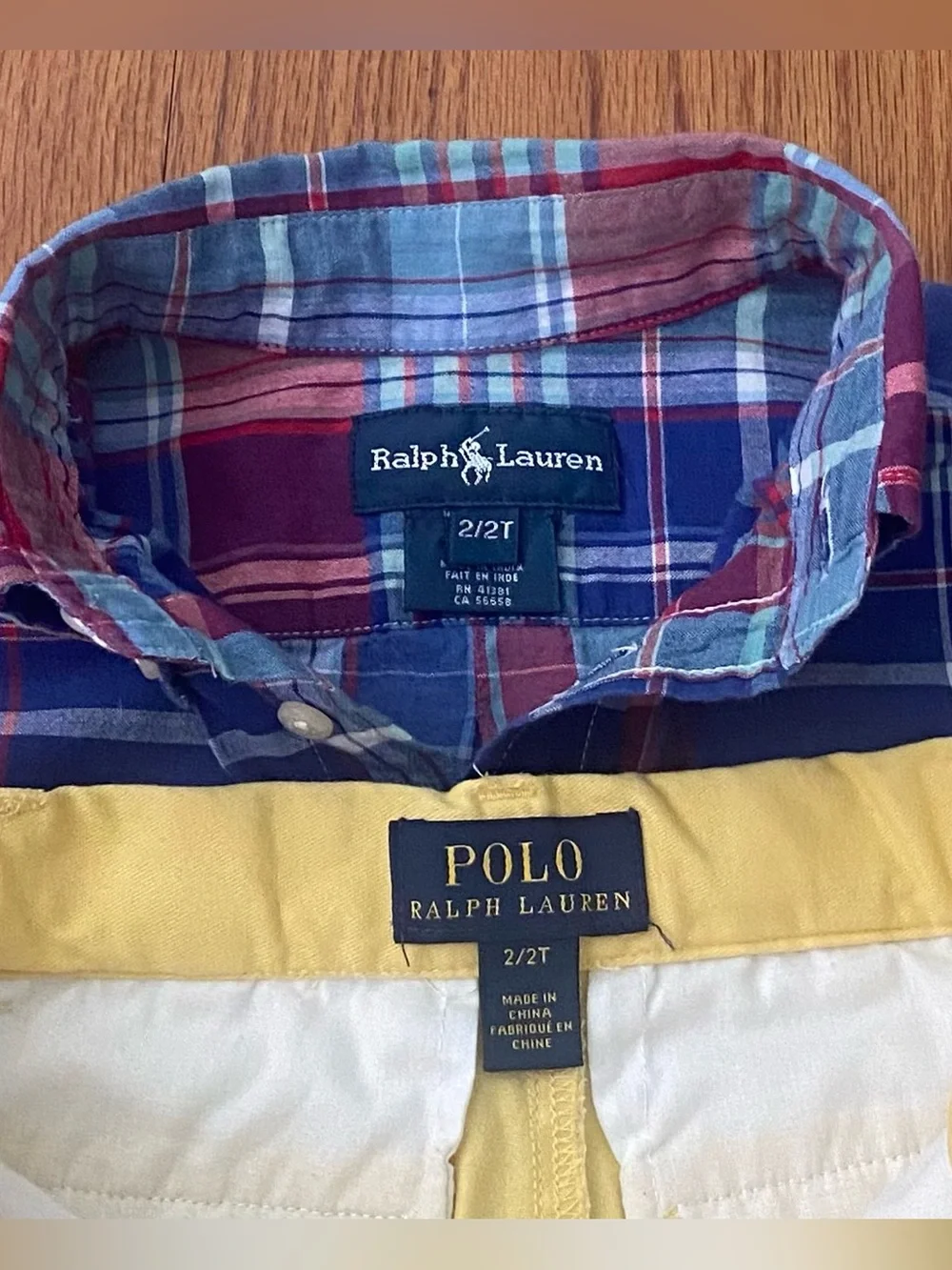 Ralph Lauren Plaid Short-Sleeve Shirt and Abrasion Twill Yellow Shorts Boys Set